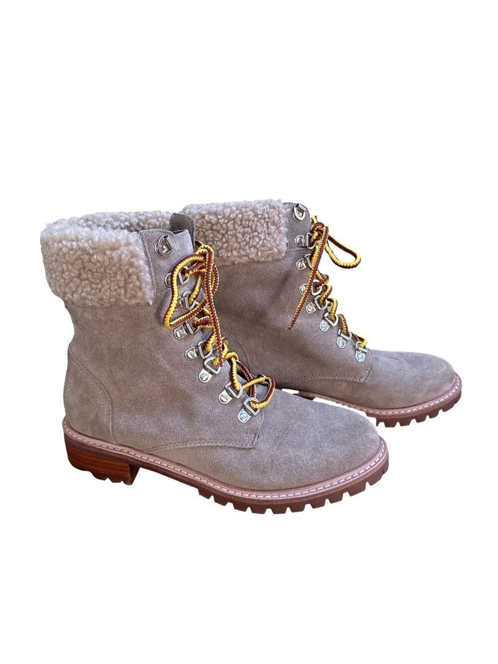 Steven by Steve Madden Women's Lavar Fashion Lace Up Boots. Taupe Suede. Size 7M